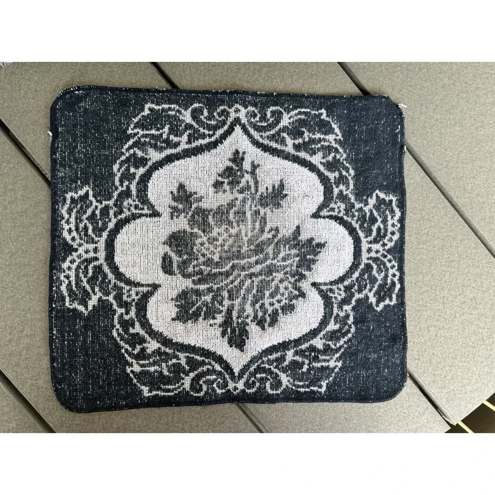 Vintage Fieldcrest Bath, Hand Towel & Washcloths-2 Sets Navy White Jacquard